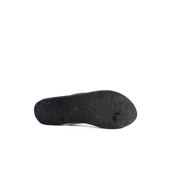 Coach Women's Gingham Print Silver Tone Bow Flip Flops Black Size 9 - Picture 4 of 5